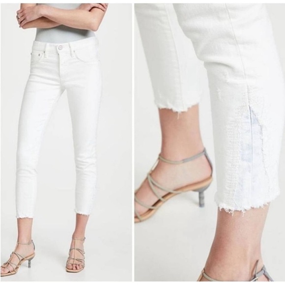 Moussy Vintage White Burnside Ankle Cropped Skinny Jean Size 26 - Picture 3 of 14